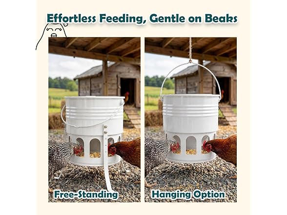 Kingump Metal Chicken Feeder No Waste