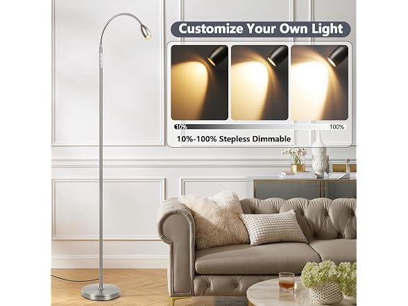 Reading Floor Lamp, Brushed Nickel