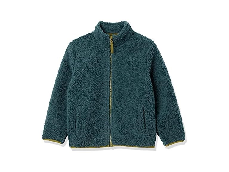Amazon Essentials Toddler Boys' Fleece Lined Sherpa Full-Zip Jacket, Dark Green, 2T
