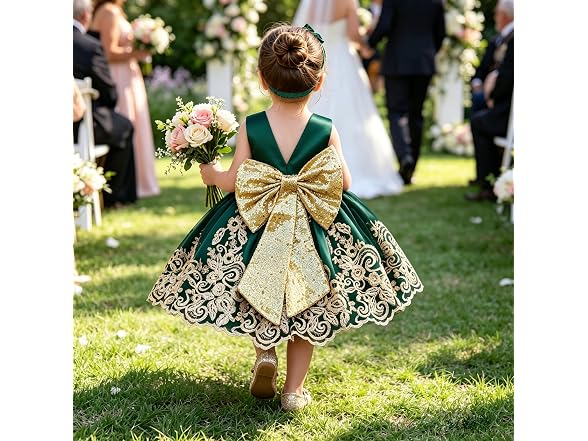Avazu Girls (3-6 MOS) Bowknot Sequins Lace Dress