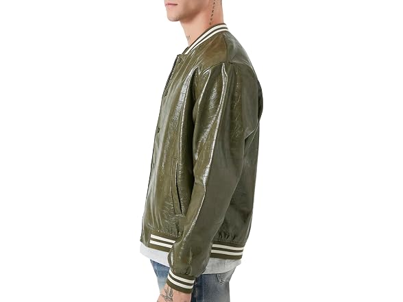 Forever 21 (M) Faux Croc Varsity Bomber Jacket