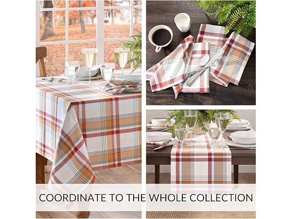 Threadmade Seneca Plaid Harvest Cotton Napkins, Set of 8