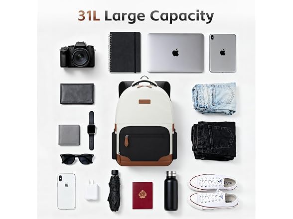 RealCool 15.6-17.3" Laptop Backpack, 31L- Beige Black