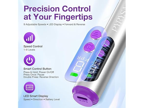 Cordless Electric Nail Drill, 9 Speed