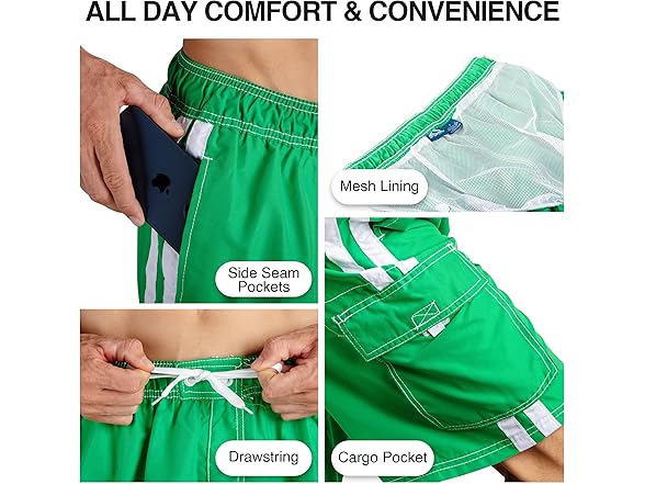 Kanu Men's Green Swim Trunk (S)