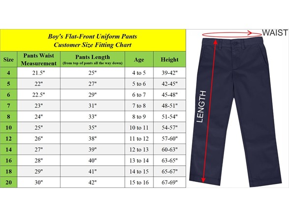 Boys Flat Front Uniform Pants (4-20)