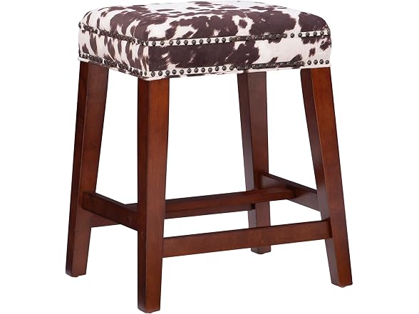 Linon Harlow Brown Cow PrintBackless Counter Stool 24" (Open Box)