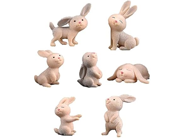 Bombom Tree 7 Pcs Cute Miniature Rabbit Figure 