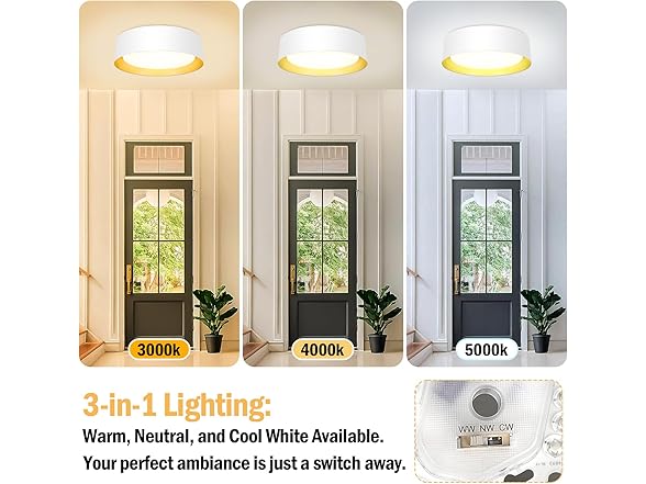 BrightHome Flush Mount Ceiling Light White, 25W LED