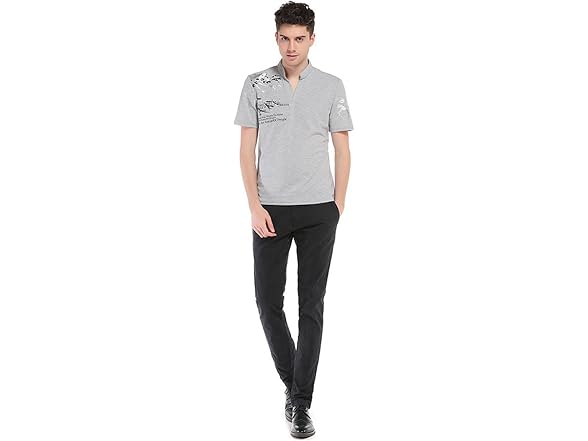 Sportides Men (L) Fashion V-Neck Henley Stand Tops
