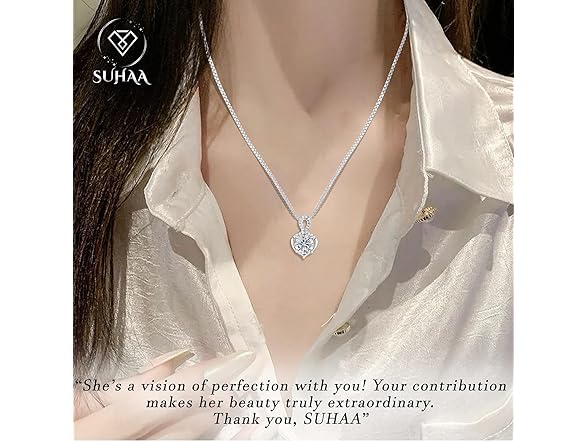 SUHAA 1CT Moissanite Necklace 925