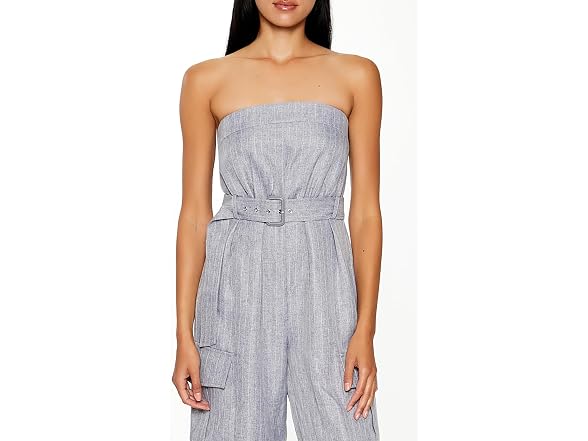 Forever 21 (M) Belted Pinstriped Cargo Jumpsuit
