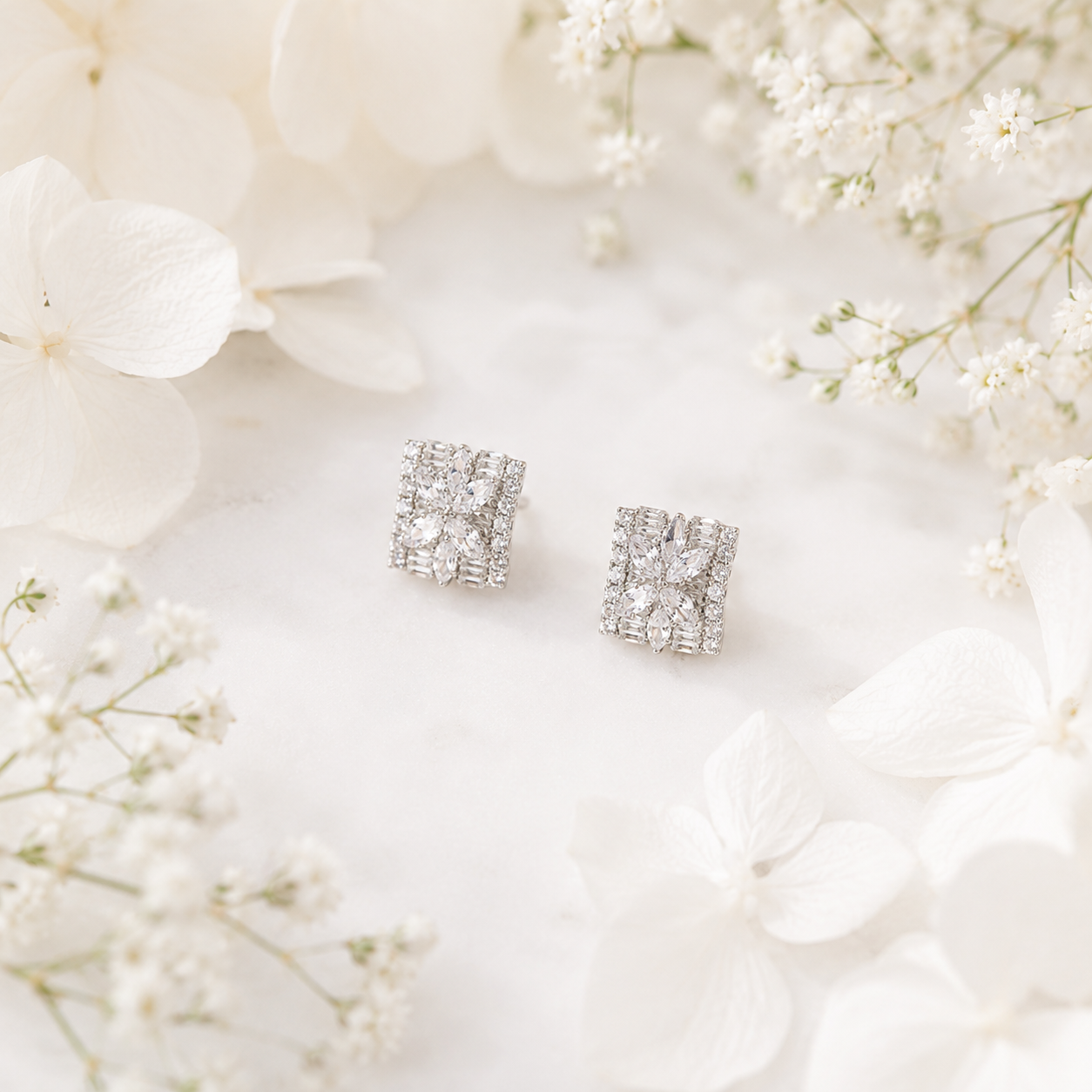 Cluster Cubic Zirconia Stud Earrings - Gallery 6