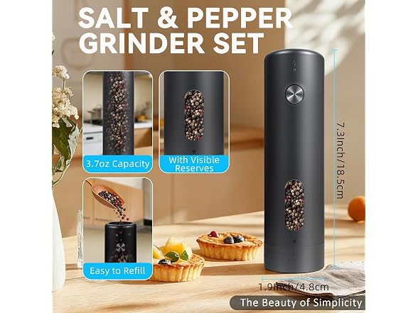 Safashy Electric Salt and Pepper Grinder Set