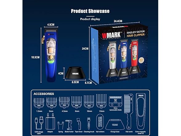 Professional Hair Clippers for Men, Blue