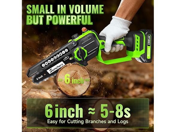 Sunchers Mini Electric Chainsaw Cordless, 6 Inch