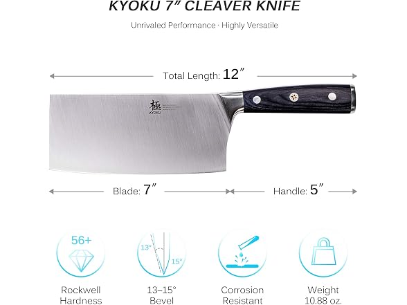 KYOKU 7" High Carbon Steel Cleaver Knife