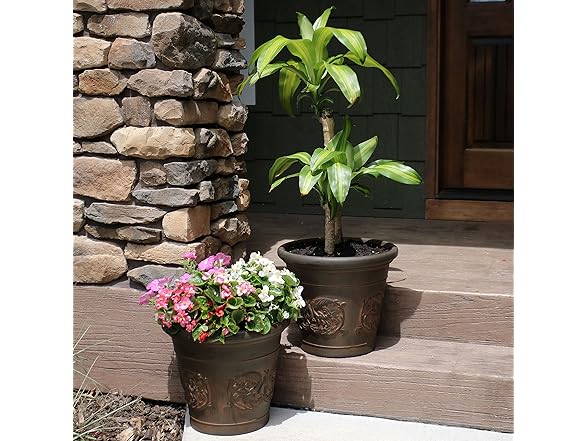 Sunnydaze 16-Inch Arabella Large Plastic Pot 2-Pack