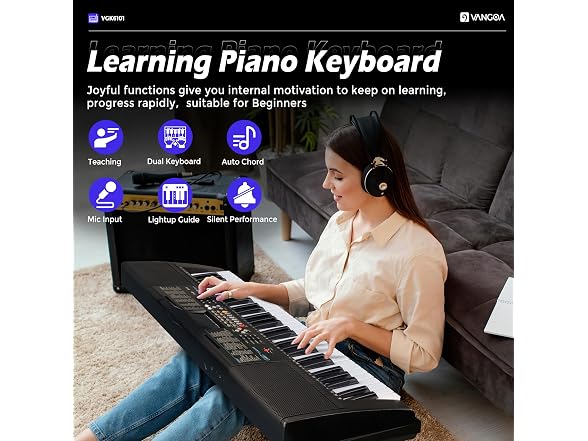 VANGOA Black Electric Keyboard Piano