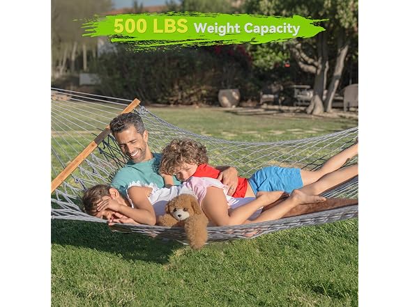 ANAGOO 2-Person Handwoven Rope Hammock with Spreader Bar