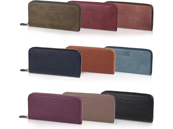 Otto Angelino Genuine Leather Zippered Clutch