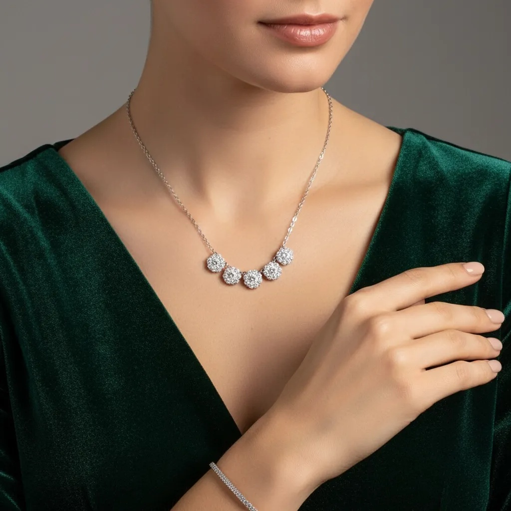 Moissanite Diamond Floral Necklace - Gallery 6