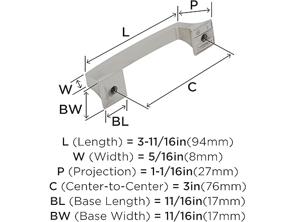 Amerock Mulholland Pull, 3", Nickel