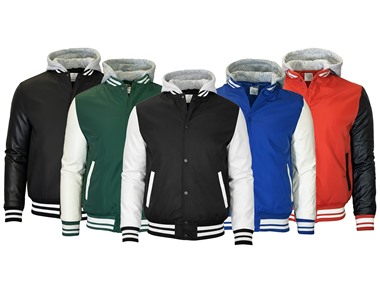 $22.99 Mens Heavyweight Hooded Varsity Jacket (S-3XL) dealfomo