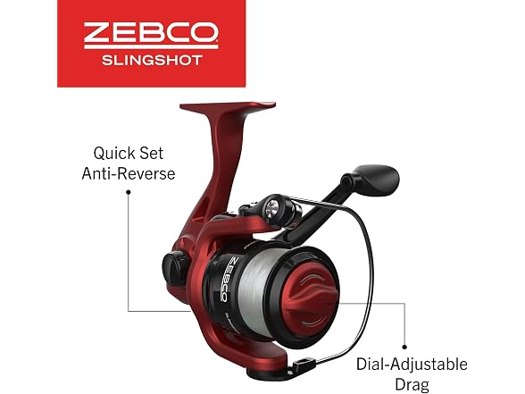 Zebco Slingshot Spinning Rod & Reel Combo, Red