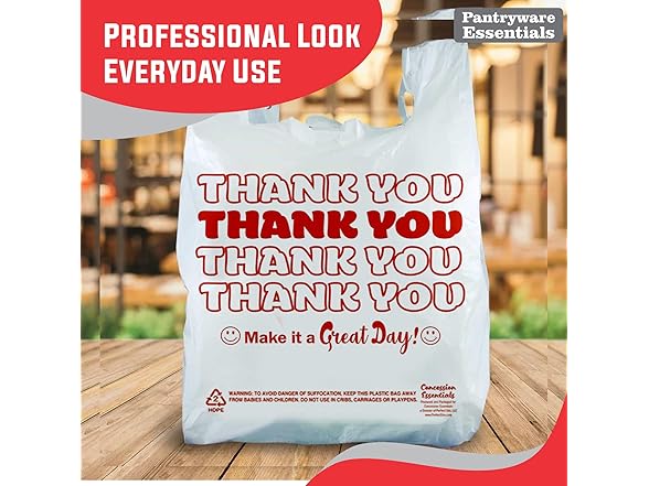 Pantryware Essentials Thank You Plastic Take Out Bag