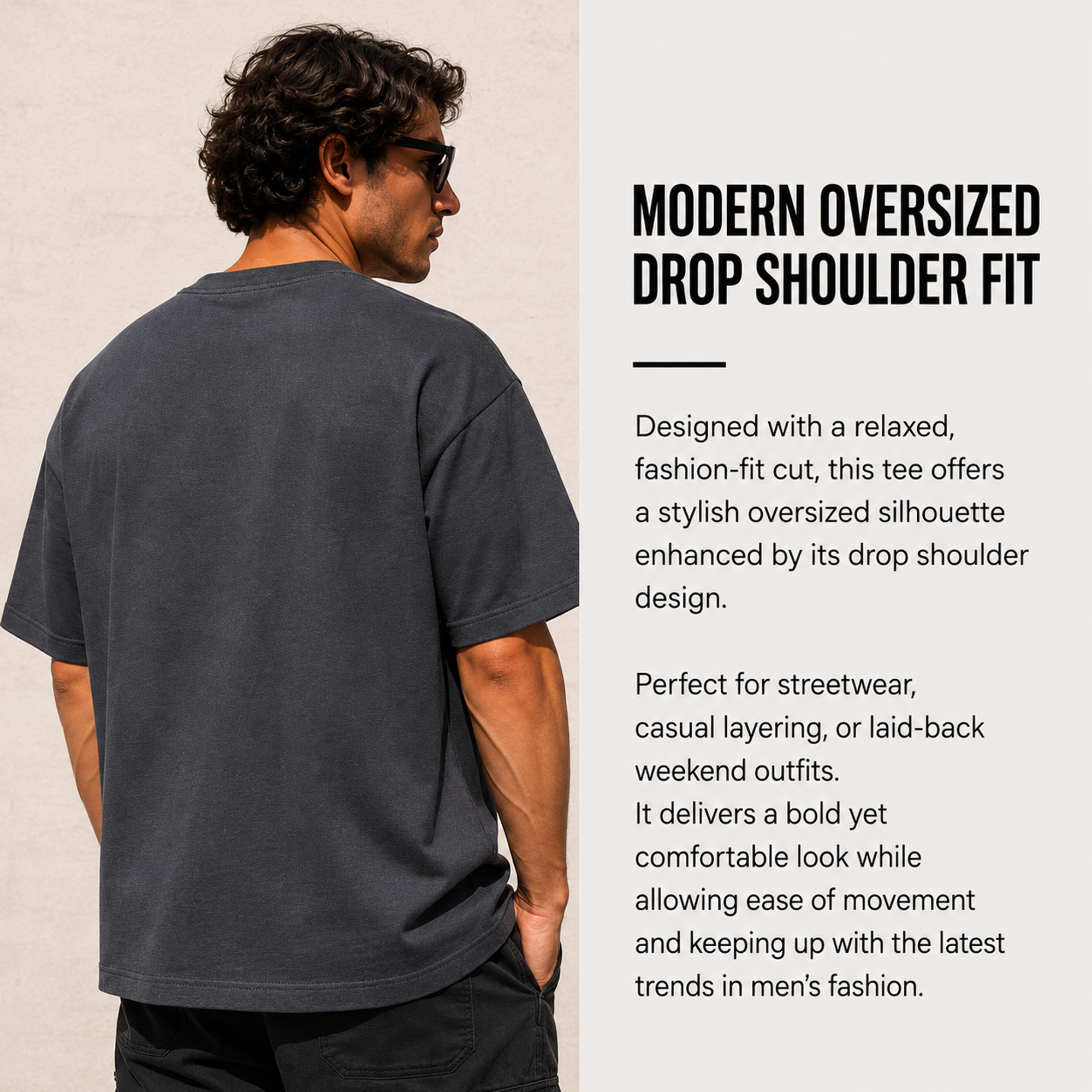 5Pk Mens Oversized Drop Shoulder Tee - Gallery 23