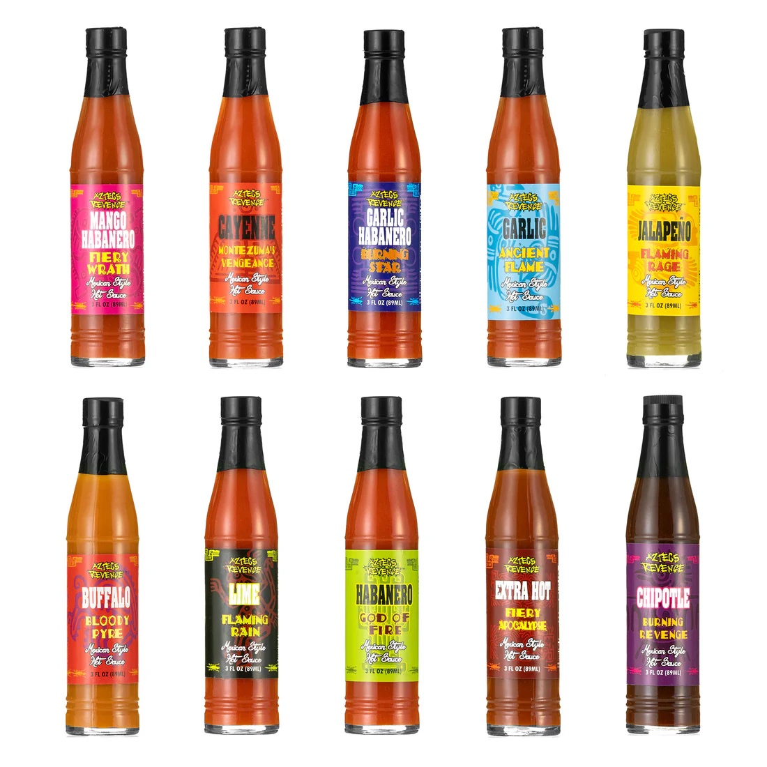 Aztecs Revenge 10 Bottle Mexican Style Hot Sauce Collection - Gallery 3