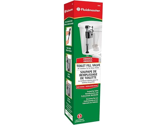 Fluidmaster 400A Anti-Siphon Universal Toilet Fill Valve, Black