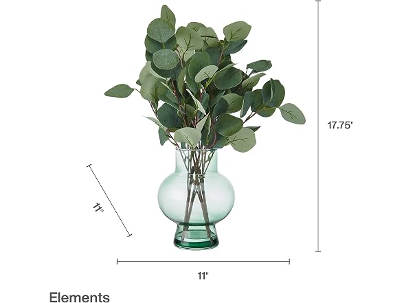 Elements Artificial Eucalyptus Plant in Glass Vase