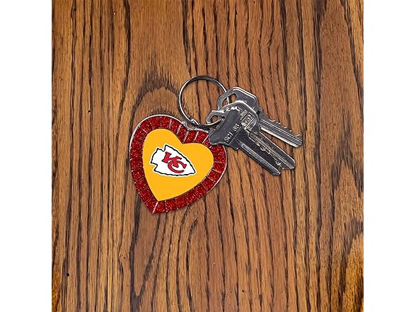 Kansas City Chiefs Rhinestone Heart Keychain