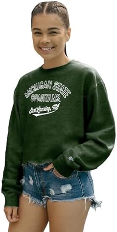 Blue 84 Women's Standard NCAA Officially Licensed Crop Crewneck Sweatshirt Campus Team Color, Medium