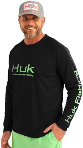 HUK Men's Standard Pursuit Vented Long Sleeve, 30 UPF Fishing Shirt, Black 2.0