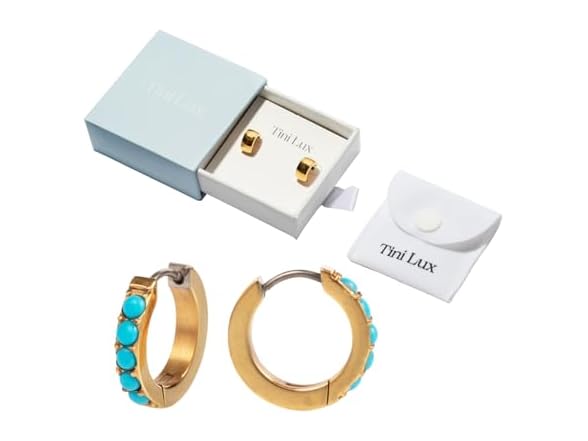 Tini Lux Titanium Turquoise Hoop Earrings