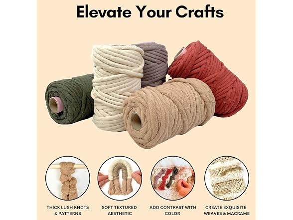 BOCHIKNOT 9mm Thick Macrame Cord - Cotton