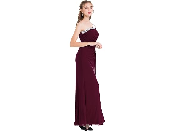 Angel-fashions Women (L) One Shoulder Ruching Gown