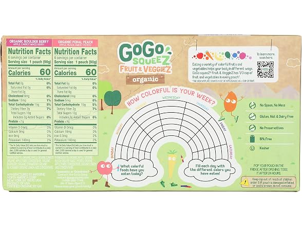 GoGo Squeez Fruit and Veggies 12 Pouch Variety