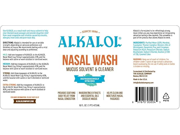 Alkalol Nasal Wash Solution 16oz 3pk