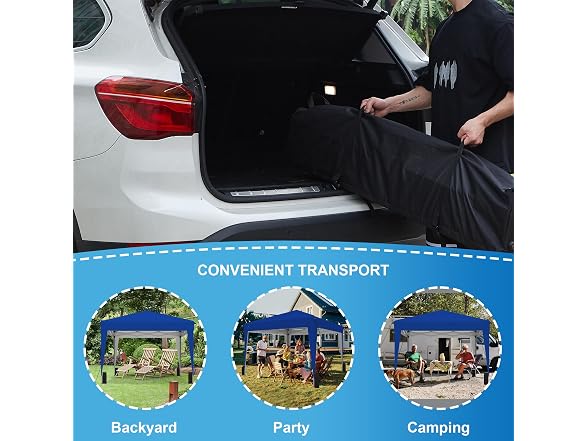 SANUMY 10x10 Pop Up Canopy – Easy Setup, Dk Blue
