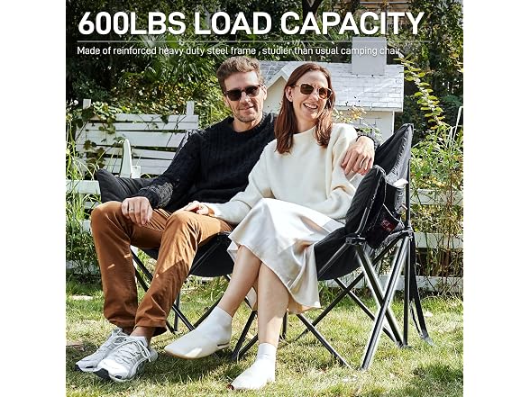 EVER ADVANCED Black Double Camping Chair