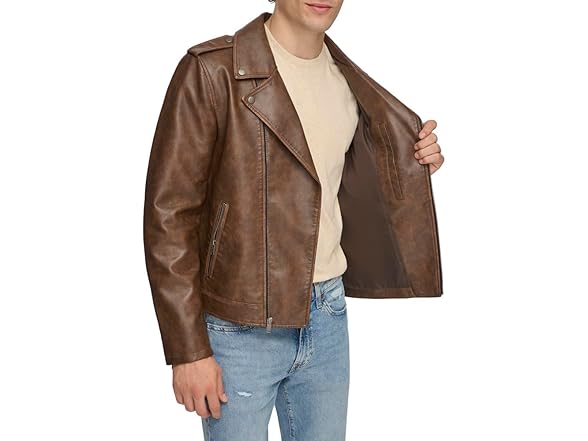 Levis Mens Faux Leather Motorcycle Jacket (XL)