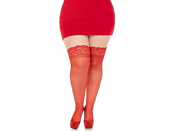 Leg Avenue Red Stay Up Thigh Highs