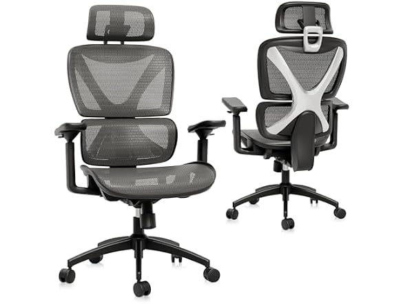 Ergonomic Office Chair, Big and Tall, Grey