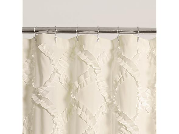 Lush Decor, Ivory/Pale Yellow Ruffle Diamond Shower Curtain