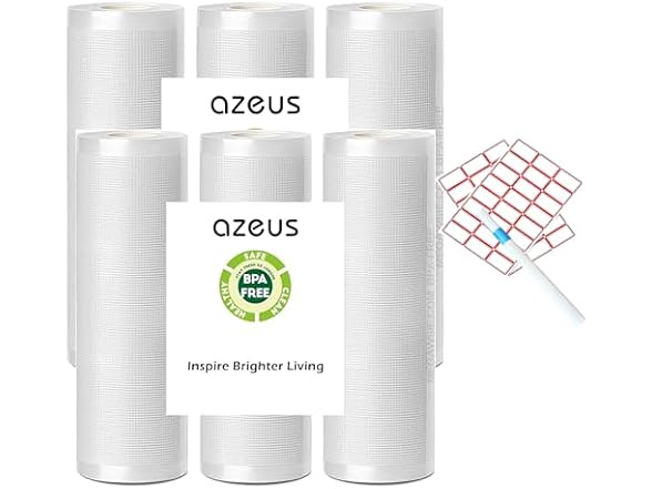 AZEUS Vacuum Sealer Bag Rolls, 3 Rolls