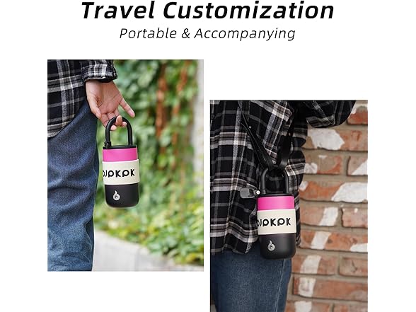 13oz Travel Coffee Mug With Lid And Handle,Pink And Black